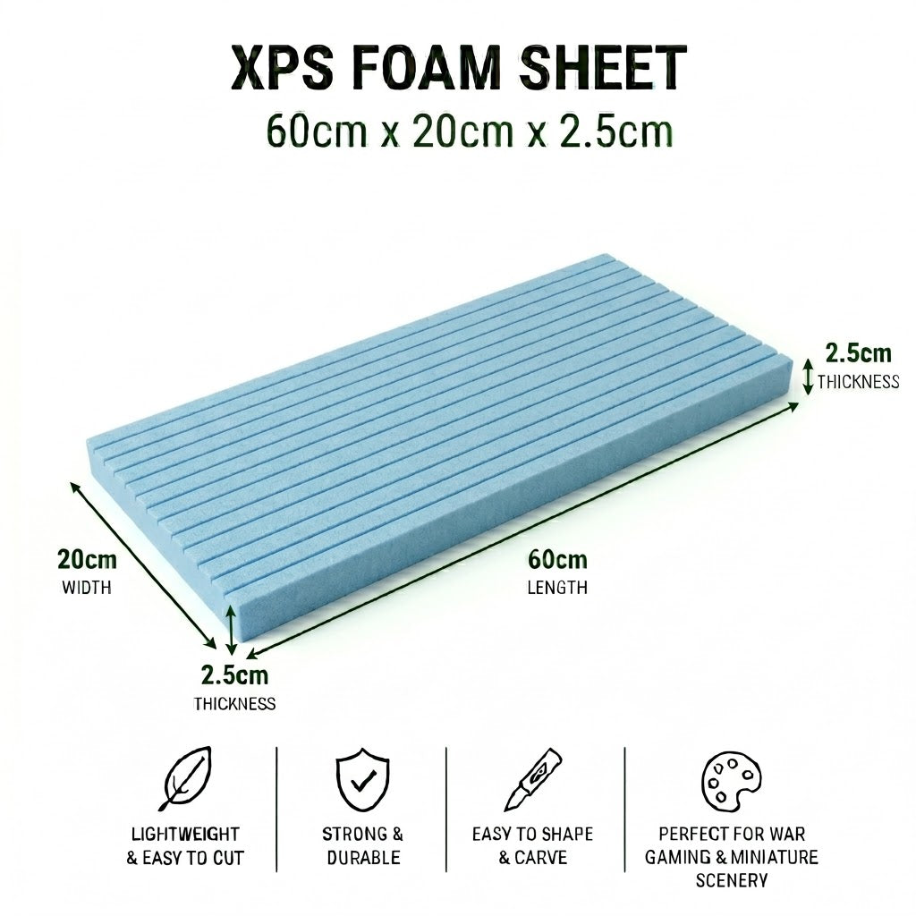 60 x 20cm High Density XPS Foam for Wargaming & Model Terrain