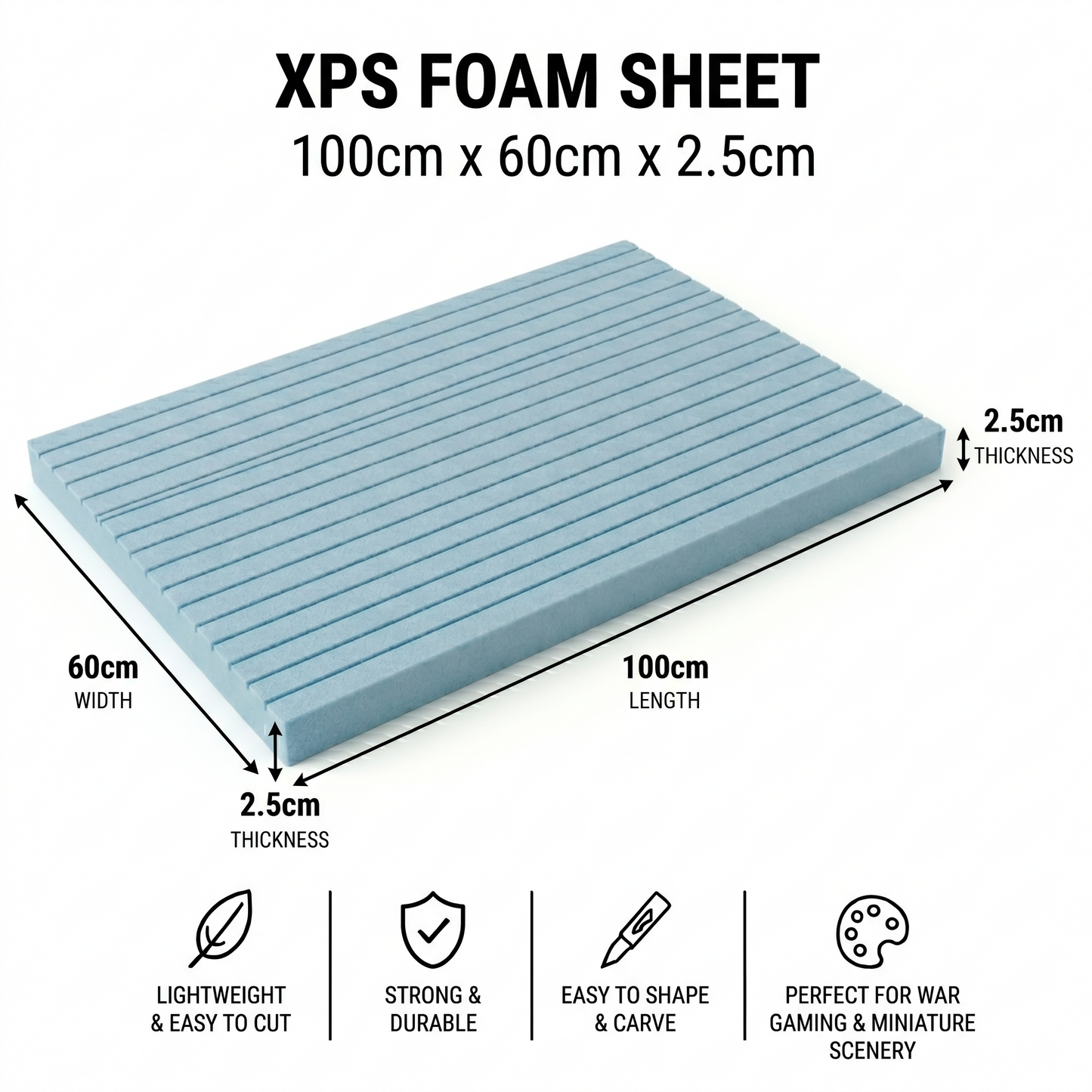 100 x 60cm Large XPS Foam Board for DIY Insulation & Large Models