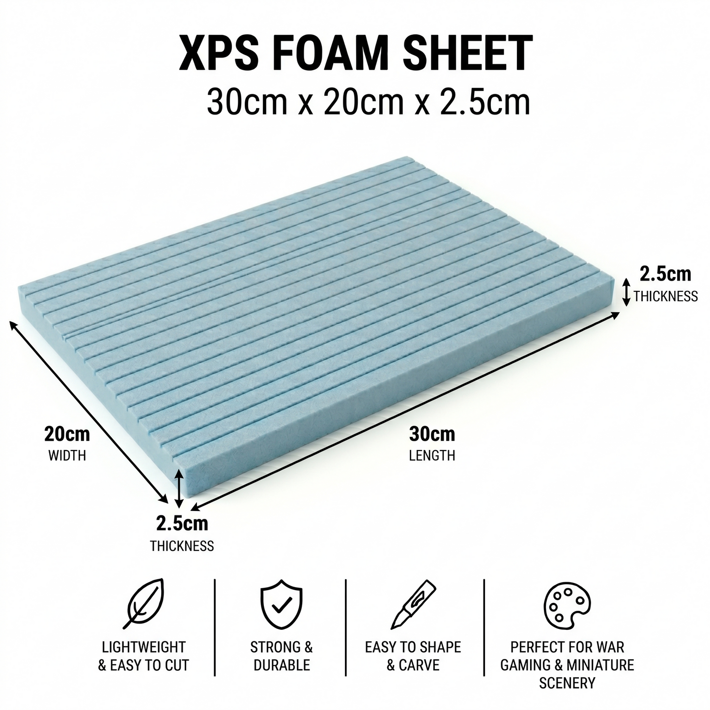 30 x 20cm XPS Foam Sheet (2.5-7.5cm) for School Dioramas & Crafts Projects