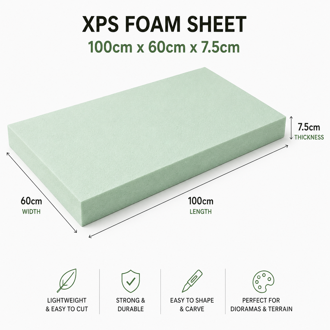 100 x 60cm Large XPS Foam Board for DIY Insulation & Large Models
