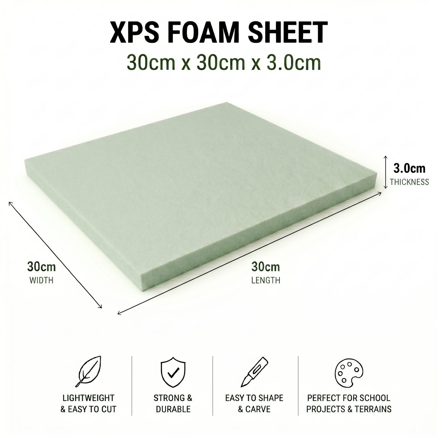 30 x 30cm XPS Foam Sheet (2.5-7.5cm) for School Dioramas & Crafts