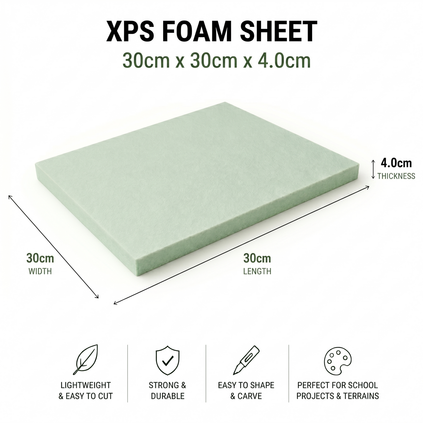 30 x 30cm XPS Foam Sheet (2.5-7.5cm) for School Dioramas & Crafts