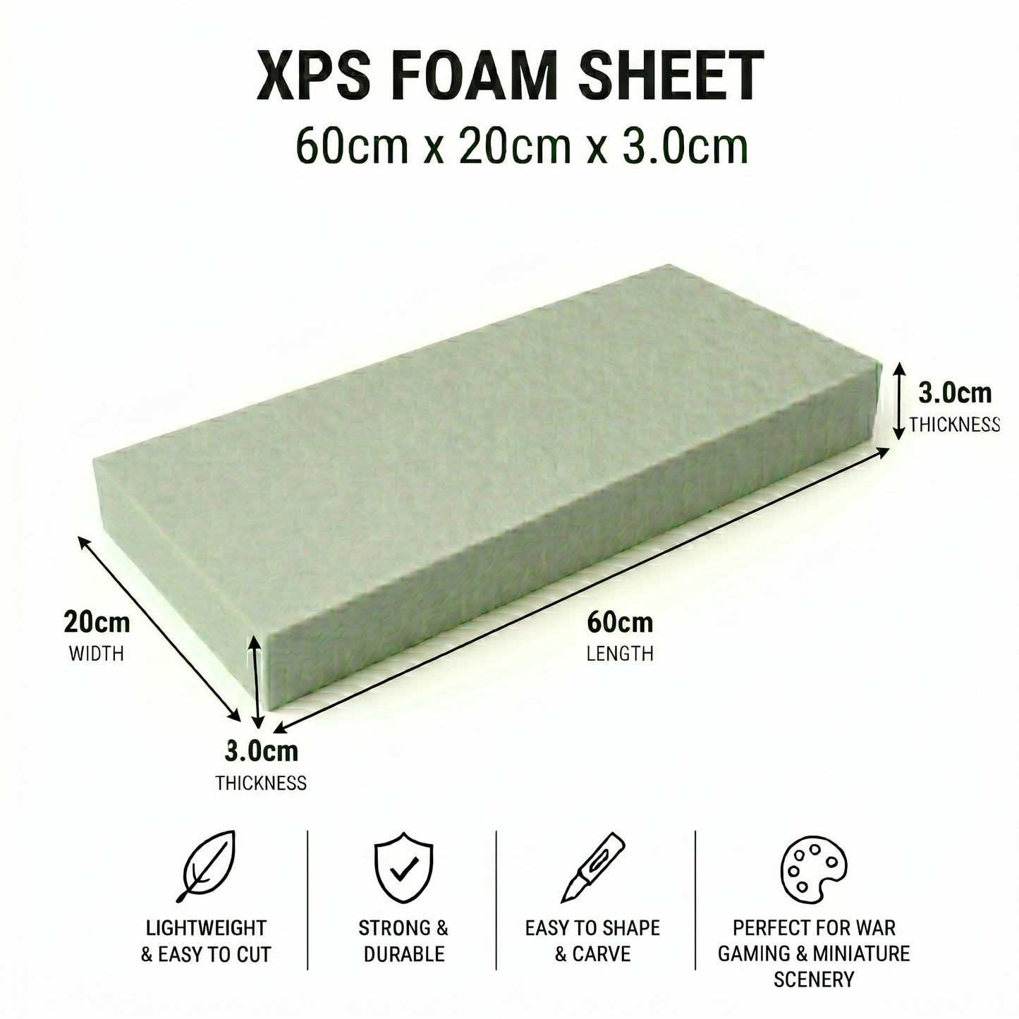 60 x 20cm High Density XPS Foam for Wargaming & Model Terrain