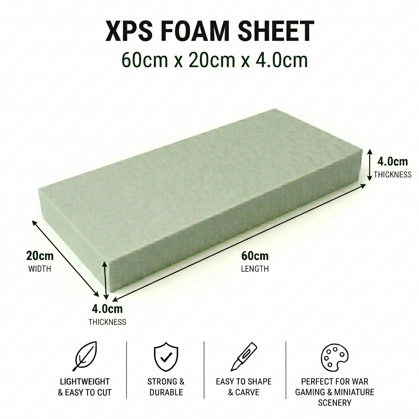 60 x 20cm High Density XPS Foam for Wargaming & Model Terrain