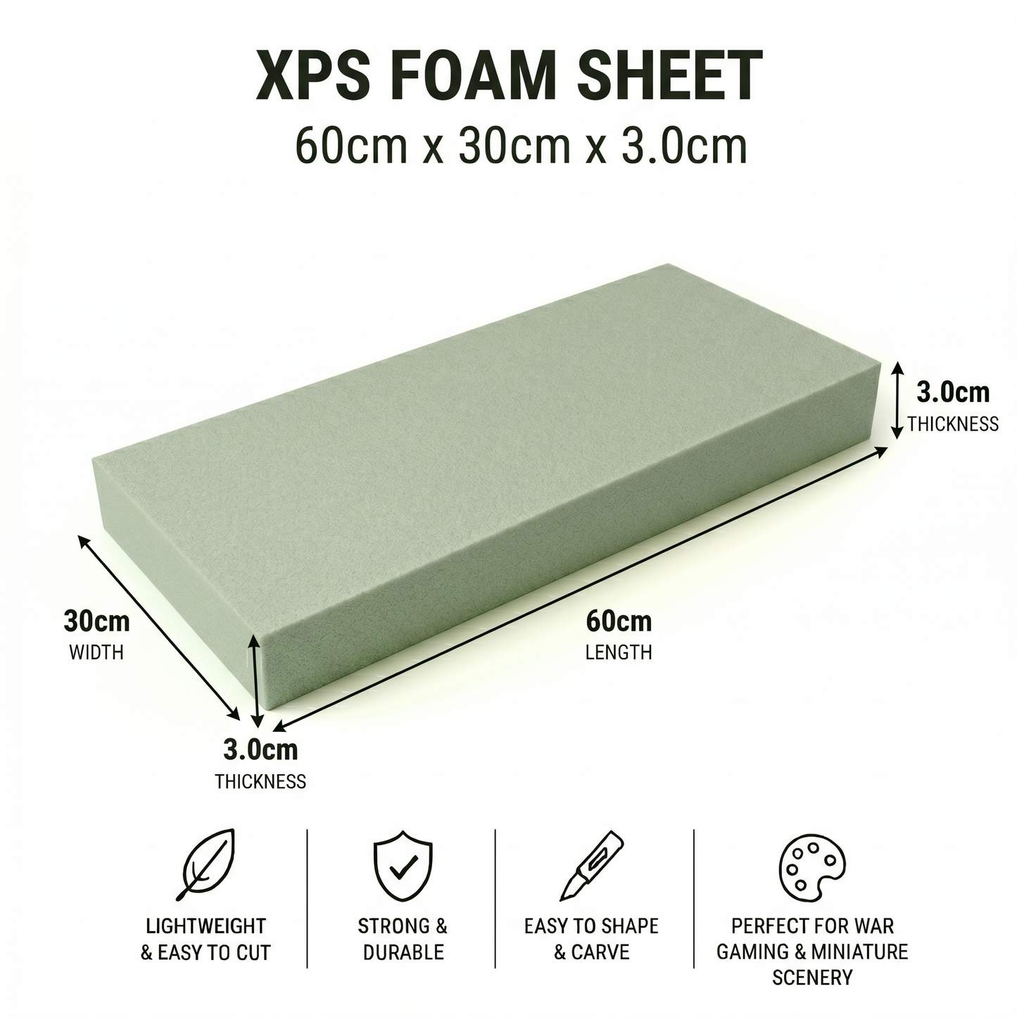 60 x 30cm High Density XPS Foam for Wargaming & Model Terrain