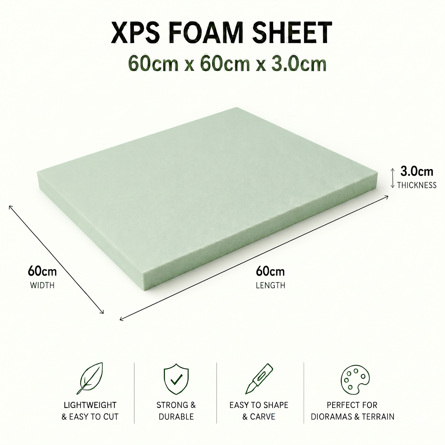 60 x 60cm Large XPS Foam Board for DIY Insulation & Large Models