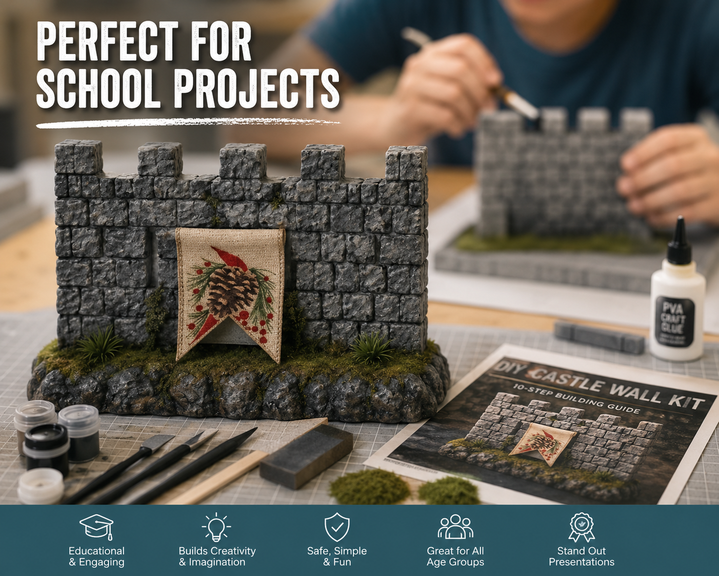 DIY Castle Wall Terrain Kit – XPS Foam Tabletop Scenery Set